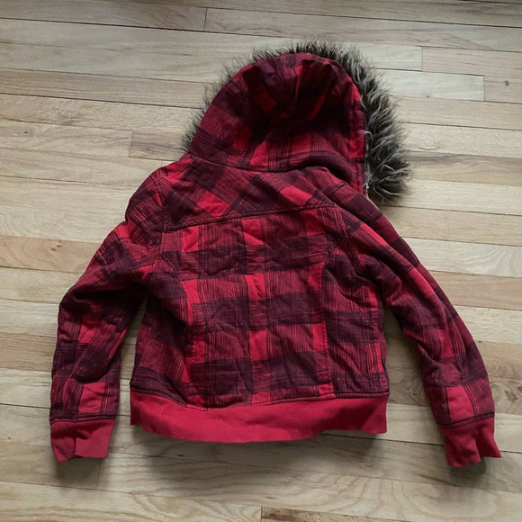 Limited Too Plaid Red Coat - Picture 2 of 7